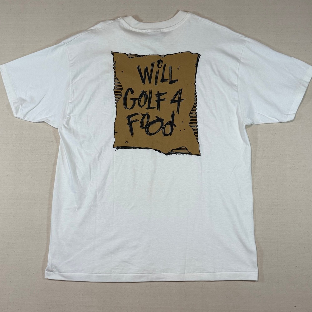 Vintage Will Golf 4 Food T-Shirt White XL Single Stitch Tee Golfing Shirt 90s